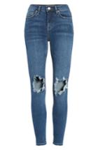 Women's Free People Ripped High Waist Ankle Skinny Jeans - Blue