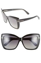 Women's Tom Ford 'irina' 59mm Polarized Sunglasses - Black Crystal/ Smoke Polarized