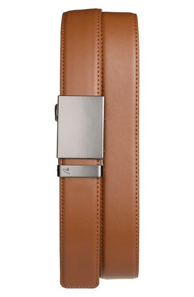 Men's Mission Belt 'gun Metal' Leather Belt - Gunmetal/ Tan