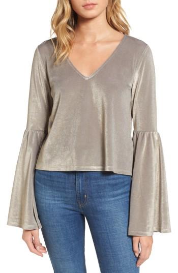 Women's Leith Velour Bell Sleeve Top, Size - Metallic