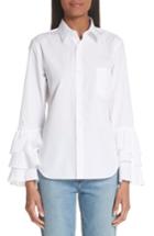 Women's Comme Des Garcons Tiered Ruffle Sleeve Blouse - White