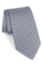 Men's Salvatore Ferragamo Giugno Bird Print Silk Tie, Size - Grey