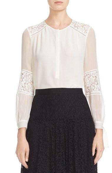 Women's Rebecca Taylor 'sarah' Silk Blouse - White