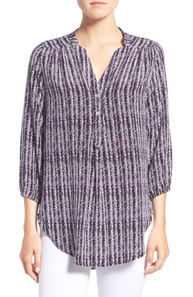 Women's Amour Vert 'amy' Collarless Silk Blouse