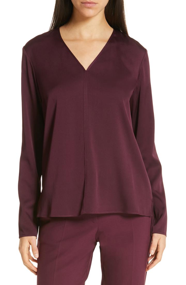 Women's Boss Ivala Stretch Silk Blouse - Purple