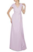 Women's Ceremony By Joanna August 'aurele' Cap Sleeve Chiffon Wrap Gown - Purple