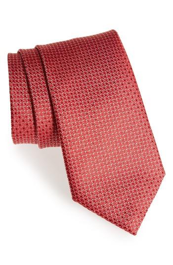 Men's Canali Micro Grid Silk Tie, Size - Red