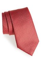 Men's Canali Micro Grid Silk Tie, Size - Red