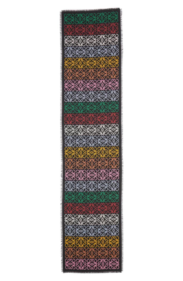 Women's Loewe Monogram Stripe Scarf, Size - Black