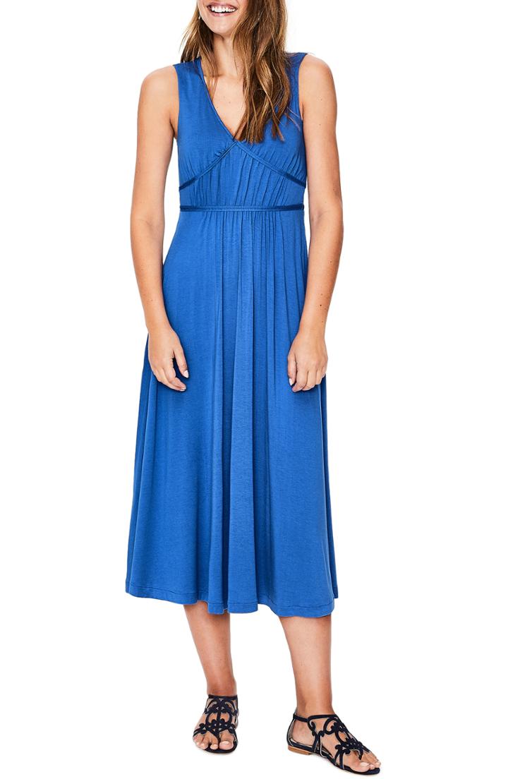 Women's Boden Elina Grecian Jersey Midi Dress - Blue
