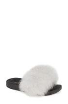 Women's Patricia Green Foxy Genuine Fox Fur Slipper M - White