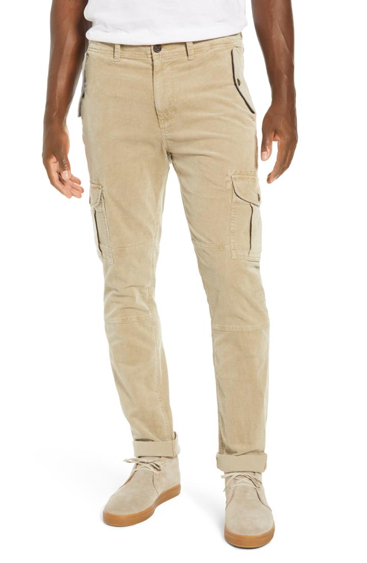 Men's Michael Bastian Corduroy Slim Cargo Pants - Beige