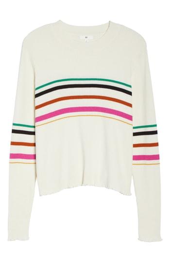 Women's Bp. Lettuce Edge Multi Stripe Sweater - Ivory