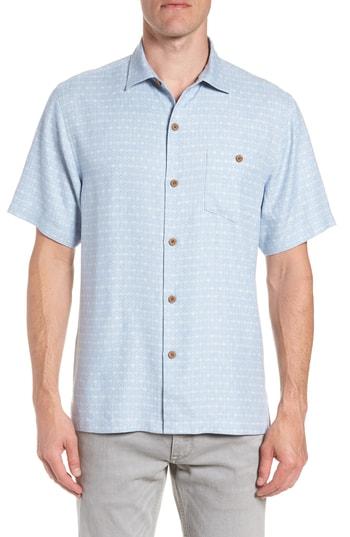 Men's Tommy Bahama Diamond Lines Silk Camp Shirt - Blue