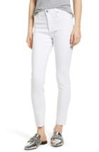 Women's Ag The Farrah High Waist Raw Hem Ankle Skinny Jeans - White