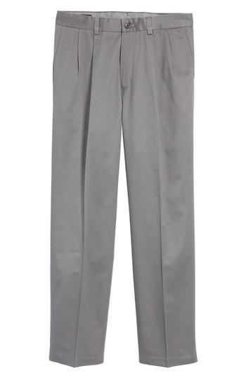 Men's Nordstrom Men's Shop 'classic' Smartcare(tm) Relaxed Fit Double Pleated Cotton Pants X 32 - Grey (online Only)