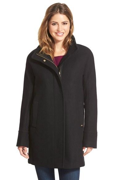 Women's Ellen Tracy Wool Blend Stadium Coat - Black