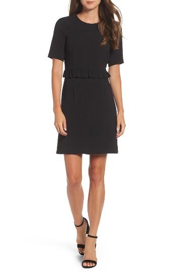 Women's Charles Henry Ruffle Crepe Sheath Dress - Black