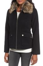 Women's Maralyn & Me Jacket With Faux Fur Collar - Black
