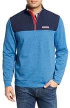 Men's Vineyard Vines Shep Mesh Performance Yoke Quarter Zip Pullover, Size - Blue
