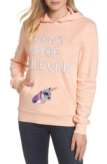 Women's Bow & Drape Don't Stop Believing Hoodie