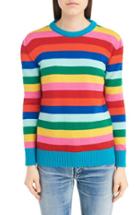 Women's Saint Laurent Rainbow Stripe Wool Sweater