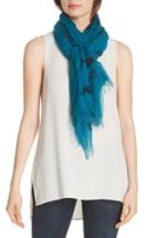 Women's Eileen Fisher Diamond Pattern Scarf, Size - Blue