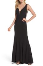 Women's Morgan & Co. Sequin Cutout Bodice Gown /6 - Black