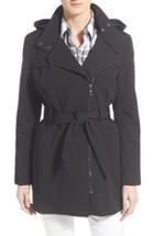 Women's Vince Camuto Belted Asymmetrical Zip Trench Coat - Black
