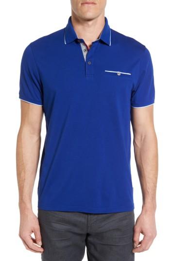 Men's Ted Baker London Derry Modern Slim Fit Polo (l) - Blue