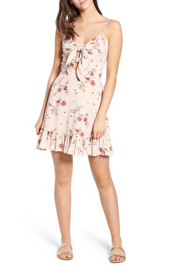 Women's Lost + Wander Rosa Floral Tie Front Minidress - Pink