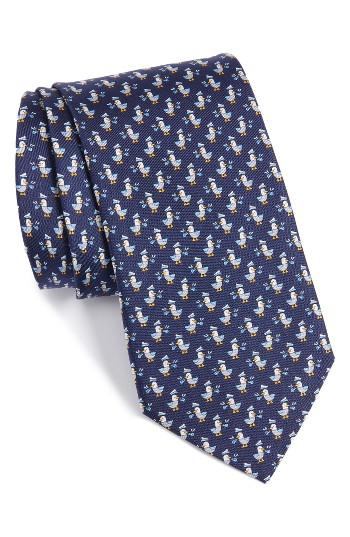 Men's Salvatore Ferragamo Seagulls Silk Tie, Size - Blue