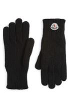 Men's Moncler Logo Patch Knit Wool Gloves