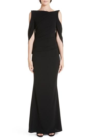 Women's Talbot Runhof Cold Shoulder Drape Back Gown