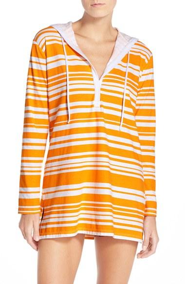 Women's Tommy Bahama 'sportif' Stripe Cover-up Hoodie - Yellow