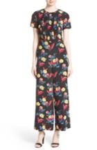 Women's Diane Von Furstenberg Floral Crop Silk Jumpsuit