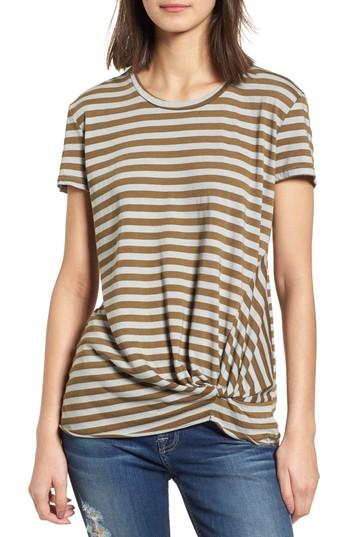 Women's Stateside Fern Stripe Twist Front Tee - Metallic