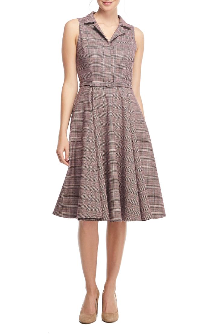 Women's Gal Meets Glam Collection Rita Menswear Plaid Fit & Flare Shirtdress