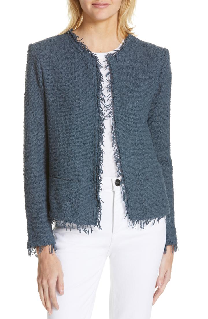 Women's Iro Fringe Trim Open Jacket Us / 32 Fr - Grey