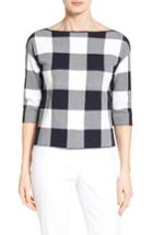 Women's Nordstrom Collection Bateau Neck Gingham Sweater