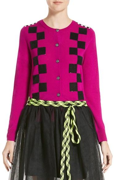 Women's Marc Jacobs Checker Merino Wool Cardigan