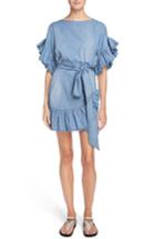 Women's Isabel Marant Etoile Lelicia Denim Ruffle Dress Us / 38 Fr - Blue