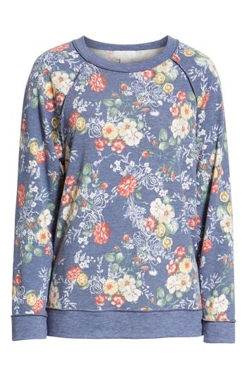 Women's Caslon Floral Print Sweatshirt - Blue