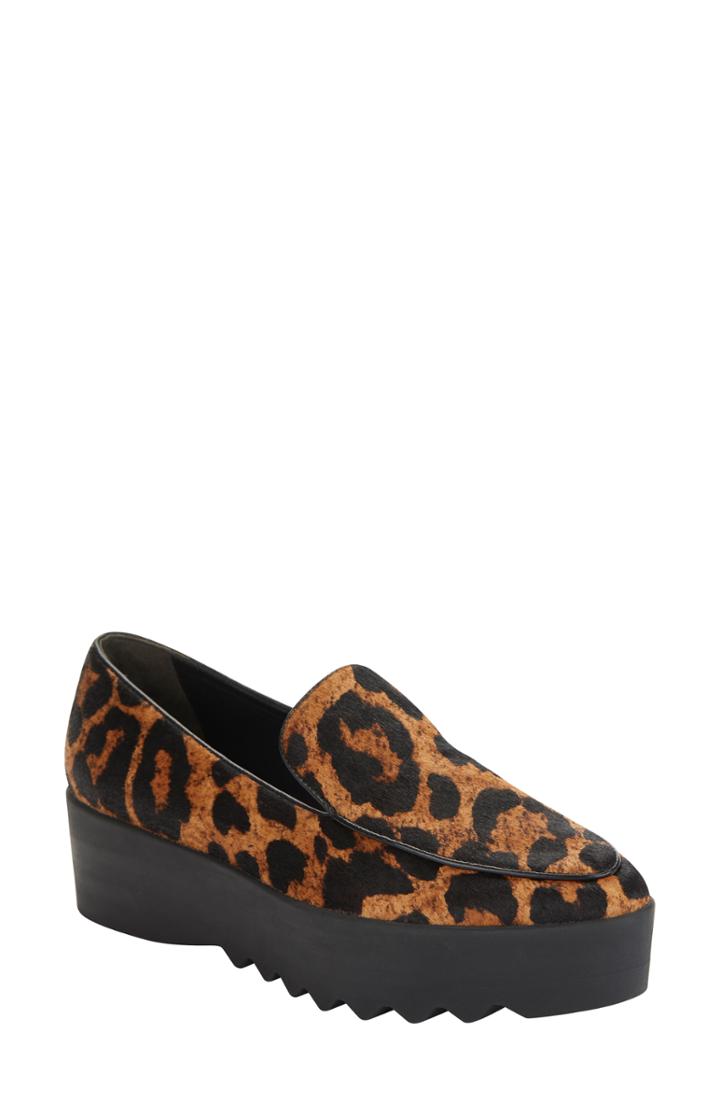Women's Donna Karan Genuine Calf Hair Platform Loafer .5 M - Brown
