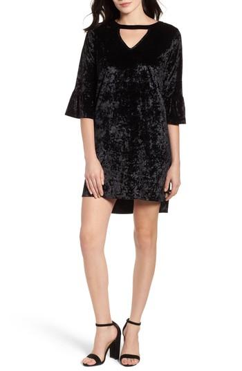 Women's Billy T Velvet Keyhole A-line Dress - Black