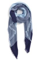Women's Accessory Collective Plaid Edge Scarf, Size - Blue
