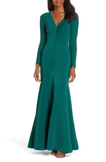 Women's Tadashi Shoji Pintuck Trumpet Gown - Green