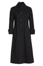 Women's Tricot Comme Des Garcons Wool & Tweed Combo Long Knit Coat - Black