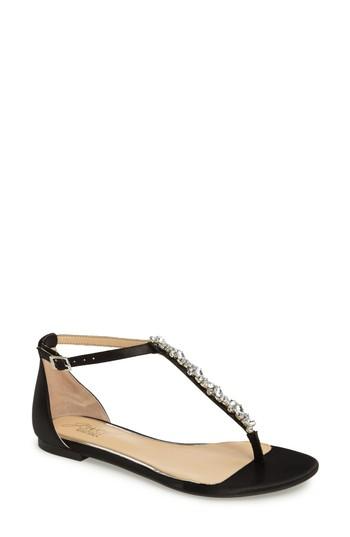 Women's Jewel Badgley Mischka Carrol Embellished T-strap Sandal M - Black