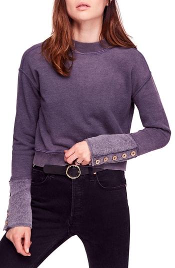 Women's Free People Look Ahead Crop Sweatshirt - Grey
